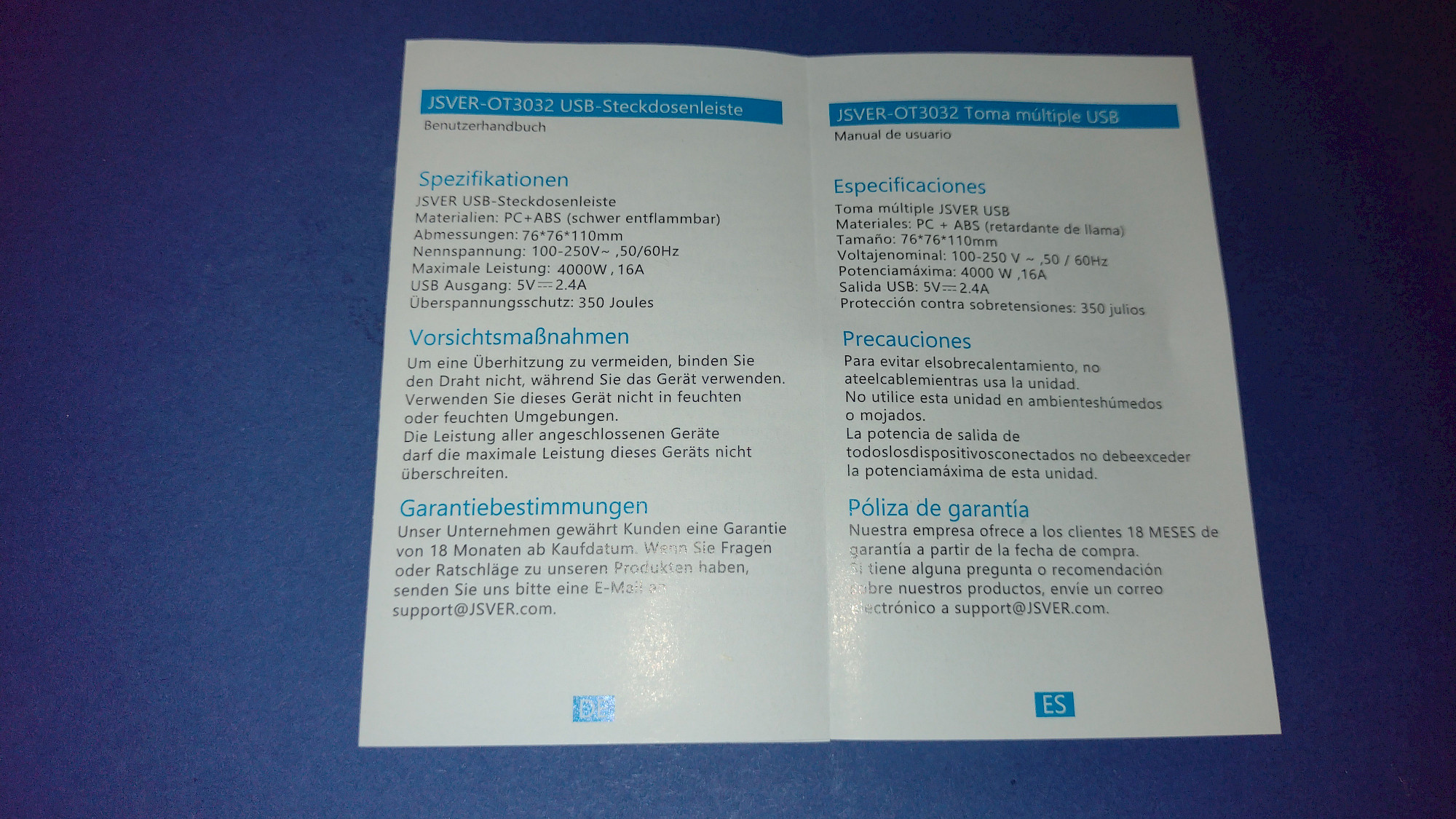 JSVER Steckdosenwürfel im Betrieb mit angeschlossenen Geräten