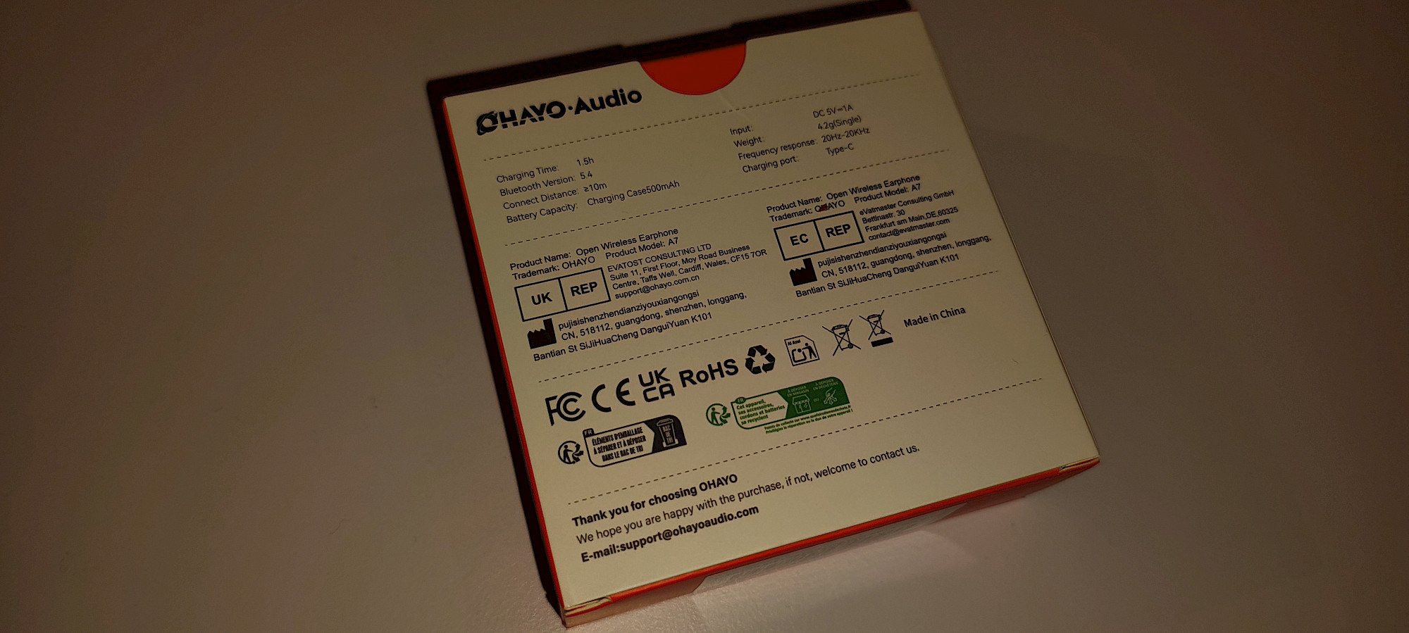 OHAYO A7 Open-Ear Kopfhörer mit Ladecase