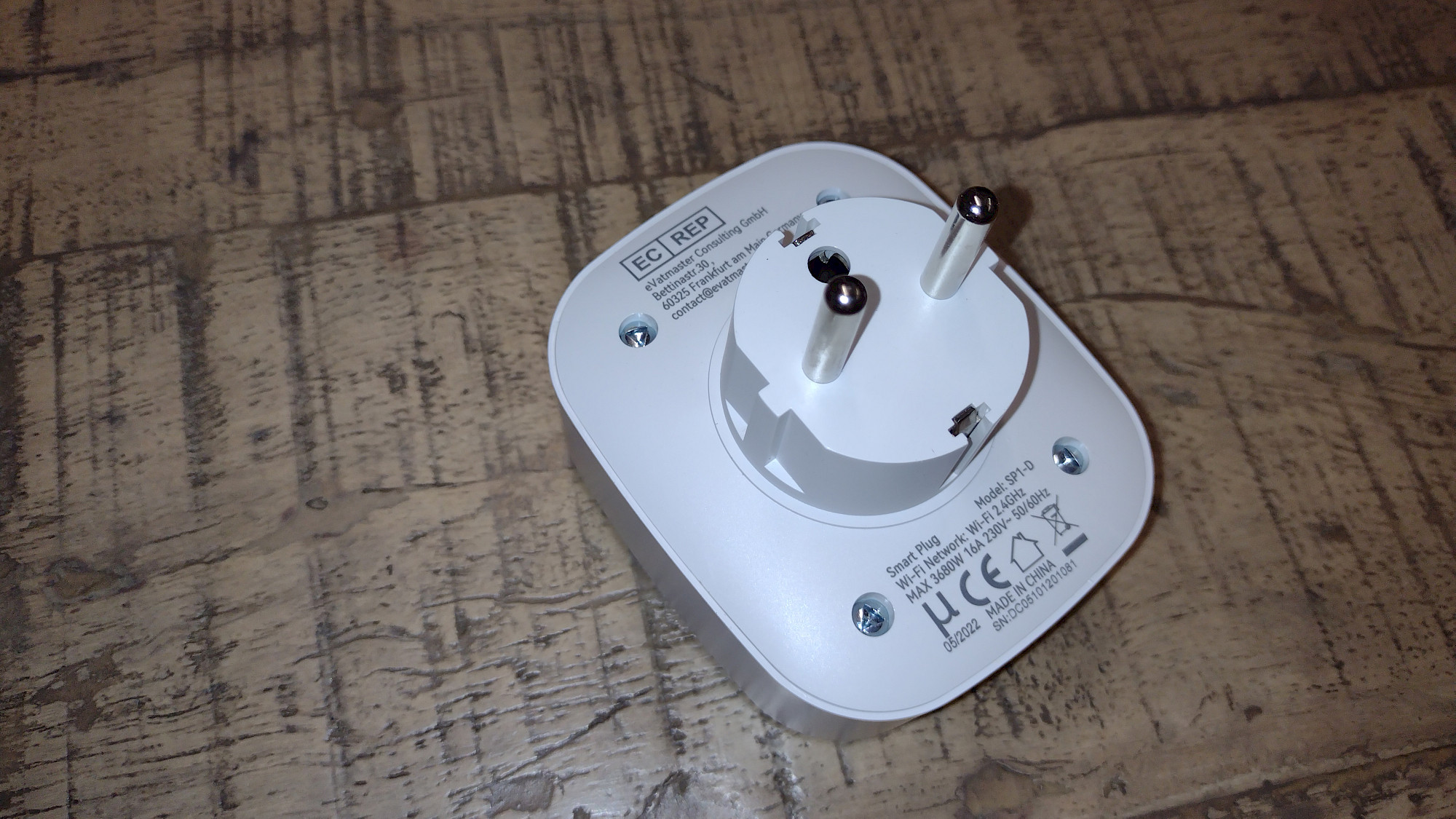 Unterseite der ONEPLUG SP1-D mit technischen Daten